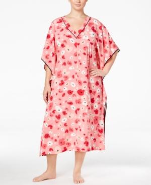 Oscar De La Renta Plus Size Poppy-print Caftan