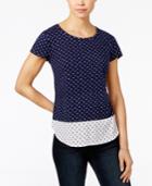 Maison Jules Butterfly-print Layered-look Top, Created For Macy's
