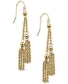 Tassel And Bead Drop Earrings In 14k Gold