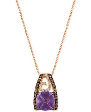 Le Vian Chocolatier Grape Amethyst (2-3/4 Ct. T.w.) And Diamond (1/3 Ct. T.w.) Pendant Necklace In 14k Rose Gold
