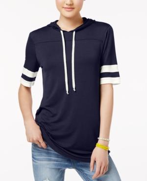 Ultra Flirt Juniors' Hooded High-low Football Tunic Top