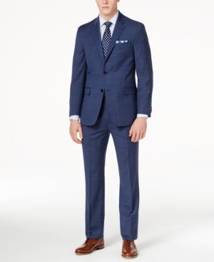 Tommy Hilfiger Men's Classic-fit Medium Blue Plaid Suit