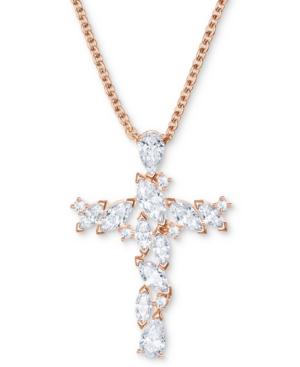 Swarovski Rose Gold-tone Crystal Cross Pendant Necklace, 14-4/5 + 3 Extender