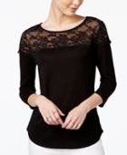 Maison Jules Striped Lace-contrast Top, Created For Macy's