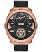 Diesel Men's Chronograph Machinus Black Leather Strap Watch 51x55mm Dz7380