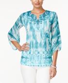 Jm Collection Sublimated-print Embellished Top, Only At Macy's