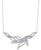 Danori Silver-tone Pave Leaf Necklace