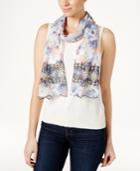 Inc International Concepts Eyelet Floral Skinny Scarf, Created For Macy's