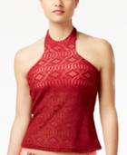 Hula Honey Mojave Diamond High-neck Crochet Tankini Top Women's Swimsuit