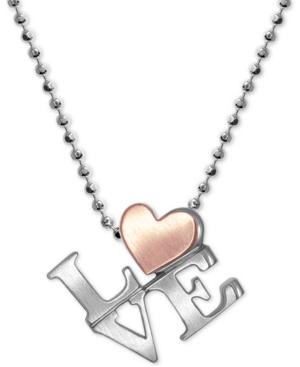 Alex Woo Love 16 Pendant Necklace In Sterling Silver & 18k Rose Gold