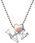 Alex Woo Love 16 Pendant Necklace In Sterling Silver & 18k Rose Gold