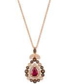 Le Vian Strawberry & Nude Passion Ruby (3/4 Ct. T.w.) & Diamond (1/2 Ct. T.w.) 18 Pendant Necklace In 14k Rose Gold
