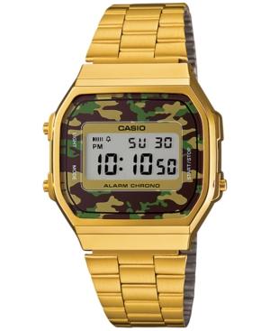 Casio Men's Digital Gold-tone Stainless Steel Bracelet Watch 39x36mm A168wegc-3mt