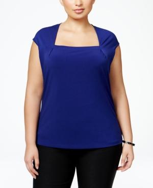 Kasper Plus Size Cap-sleeve Shell
