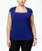 Kasper Plus Size Cap-sleeve Shell