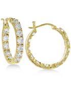 Giani Bernini Cubic Zirconia In And Out Hoop Earrings In 18k Gold-plated Sterling Silver, Only At Macy's