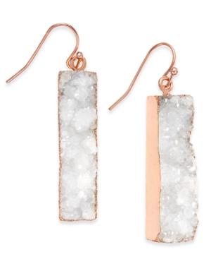 Inc International Concepts Gold-tone Druzy Crystal Bar Earrings, Only At Macy's