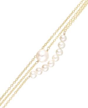 Pearl Bracelet, 14k Gold Bracelet Cultured Freshwater Pearl And Chain Bracelet (5.5-10mm)