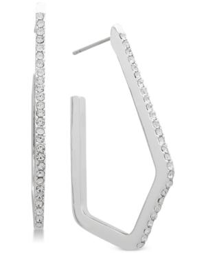 Anne Klein Pave Geometric 1 1/2 Hoop Earrings
