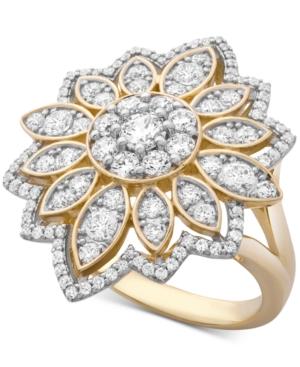 Wrapped In Love Diamond Flower Cluster Ring (1-1/2 Ct. T.w.) Ring In 14k Gold, Created For Macy's