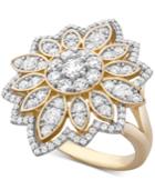 Wrapped In Love Diamond Flower Cluster Ring (1-1/2 Ct. T.w.) Ring In 14k Gold, Created For Macy's