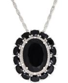Onyx Pendant Necklace (15 X 11mm And 4 X 3mm) In Sterling Silver