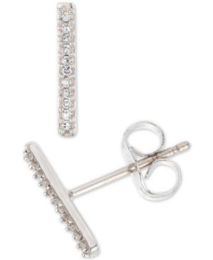Diamond Accent Dash Stud Earrings In Sterling Silver
