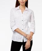 Jm Collection Animal-print Burnout Blouse, Only At Macy's
