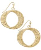Thalia Sodi Gold-tone Textured Multi-row Drop Hoop Earrings, Created For Macy's