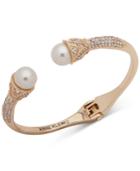Anne Klein Gold-tone Crystal & Imitation Pearl Cuff Bracelet, Created For Macy's