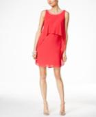 Sl Fashions Imitation Pearl Popover Chiffon Cutout Dress