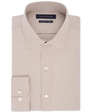 Tommy Hilfiger Men's Athletic Fit Performance Stretch Flex Collar Fineline Stripe Dress Shirt