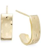 Engraved J-shaped Earrings In 10k Gold