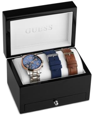 Guess Men's Stainless Steel Bracelet Watch & Straps Boxset 45mm U0743g1