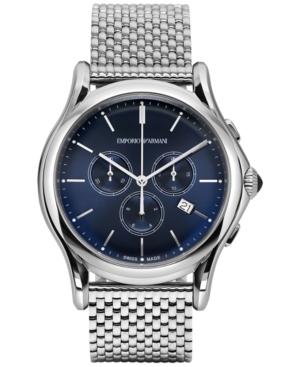 Emporio Armani Men's Swiss Chronograph Classic Stainless Steel Bracelet Watch 44mm Ars4013