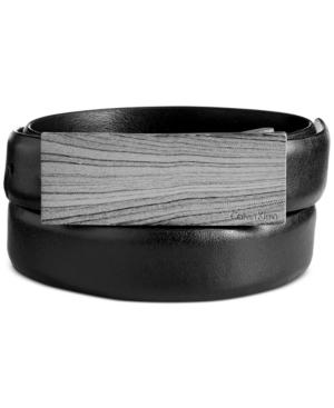 Calvin Klein Wood Grain Print Plaque Belt