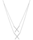 Inc International Concepts Silver-tone Pave Crisscross Layered Pendant Necklace, Only At Macy's