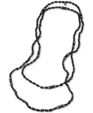 Carolee Hematite-tone Jet Squared Bead And Pave Long Necklace