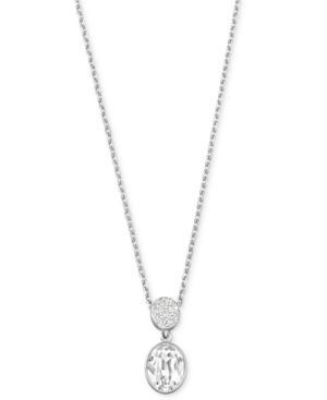 Swarovski Necklace, Rhodium-plated Oval Crystal Pave Disc Pendant Necklace