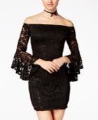 Teeze Me Juniors' Off-the-shoulder Sequined Lace Dress