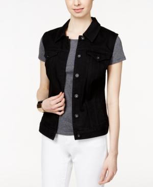 Style & Co. Sleeveless Denim Black Wash Vest