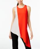 Alfani Prima Asymmetrical Colorblocked Blouse, Only At Macy's
