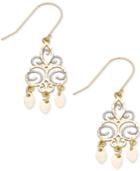 Filigree Dangling Drop Earrings In 10k White, Rose And Yellow Gold