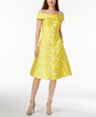 Calvin Klein Off-the-shoulder Sunflower Brocade Dress