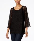 Style & Co. Petite Bell-sleeve Lace Top, Only At Macy's
