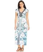Style & Co. Petite Flutter-sleeve Printed Maxi Dress, Only At Macy's