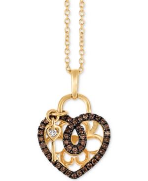 Le Vian Chocolatier Diamond Heart & Key 18 Pendant Necklace (1/4 Ct. T.w.) In 14k Gold