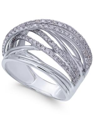 Diamond Crisscross Statement Ring (1 Ct. T.w.) In 14k White Gold