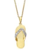 Diamond Necklace, 18k Gold Over Sterling Silver Diamond Flip-flop Pendant (1/10 Ct. T.w.)