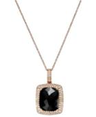 Onyx (1 Ct. T.w.) And Diamond (1/2 Ct. T.w.) Pendant Necklace In 14k Rose Gold